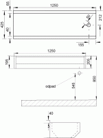 Žlab Sanela 1250 mm hranatý, neopláštěný, nerez mat   SLUN 10